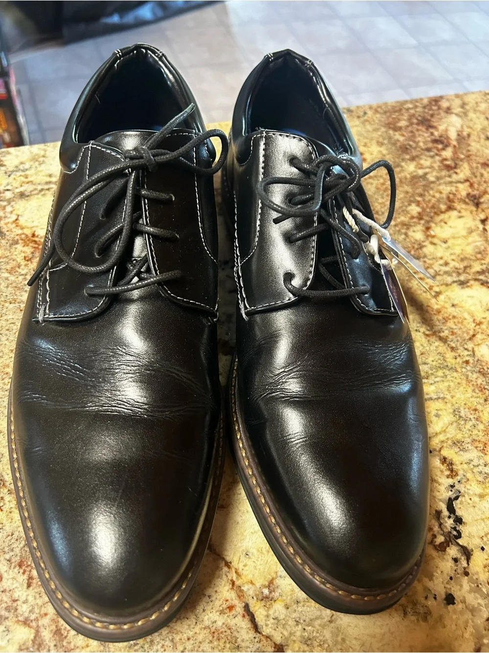 NWT Nunn Bush Comfort Gel Men's 10.5 Black Leather Lace-Up Dress Oxfords Shoes
